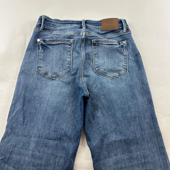 Judy Blue Dark Wash Distressed Denim Stretch Wide Leg Jeans 29 - Picture 6 of 7